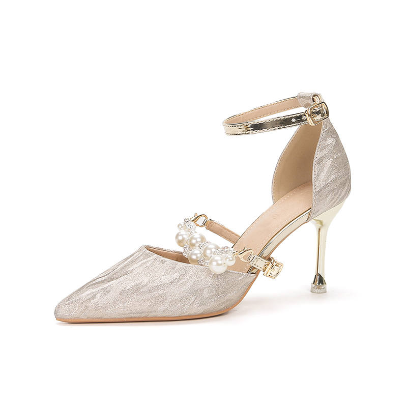 Bamiti Slim Heel High Heels 8cm Women's Champagne
