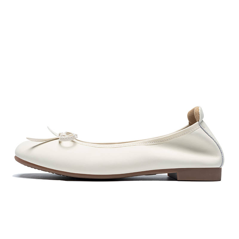 ZHR Cow Split Leather Casual Shoes 1.5cm Women's Beige