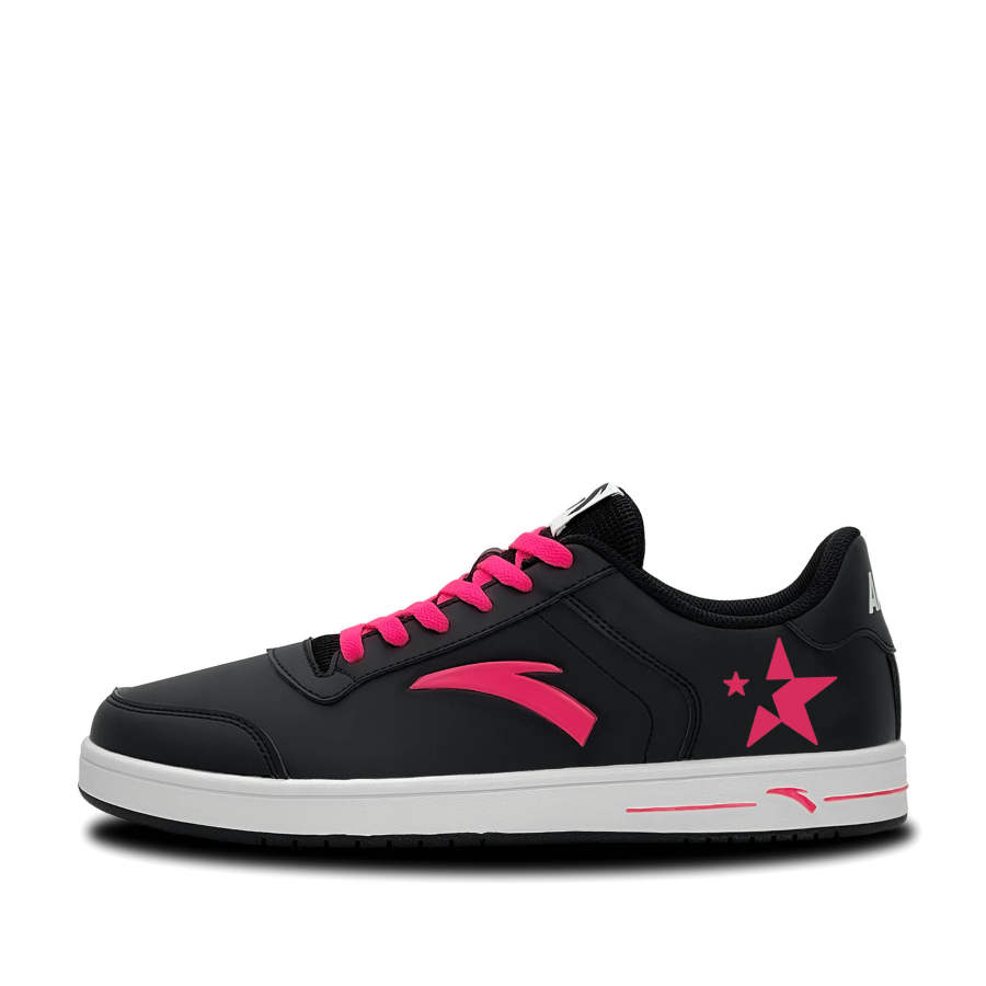 Anta Cool Black Pink Star Textile, Synthetic Leather Low top Skateboard Shoes Men's Black Red