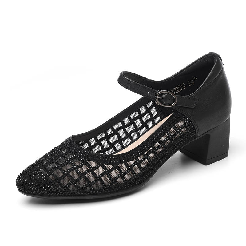 XINNUO Cow Leather Chunky Heel High Heels Women's