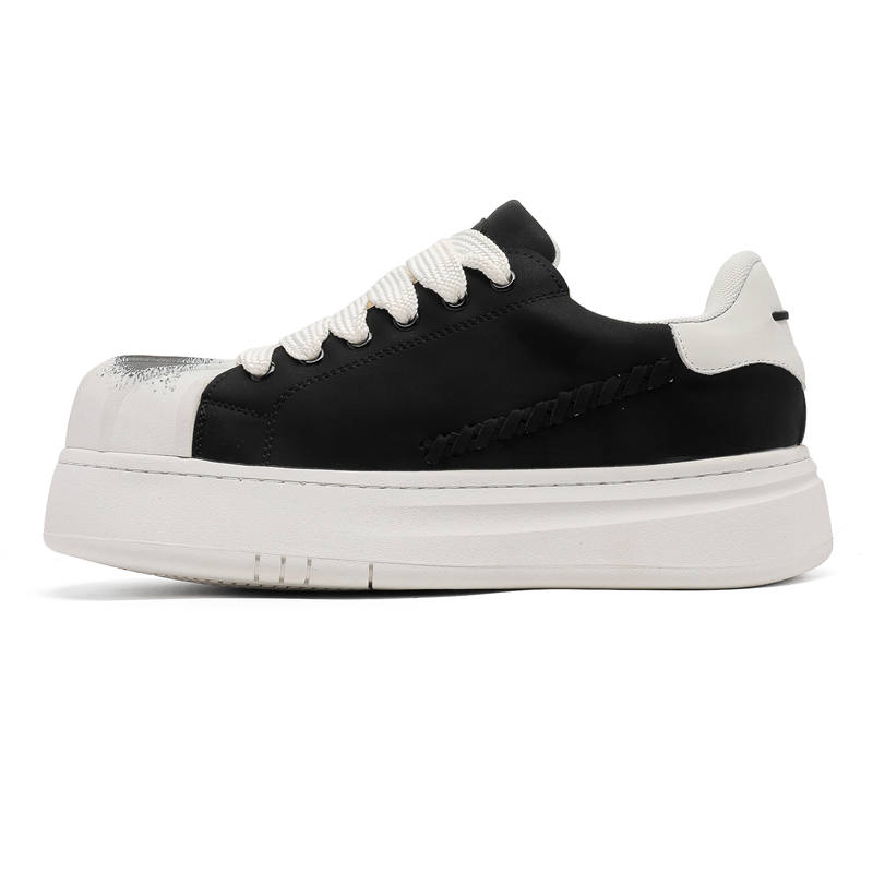 WEISHIBANGWEI WEISHIBANGWEI Microfiber Leather Height Increasing Low top Skateboard Shoes Men's Black