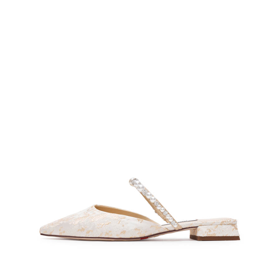 Staccato Rubber Sole Abrasion Resistant Closed Toe Slippers Women's Soft Light Apricot