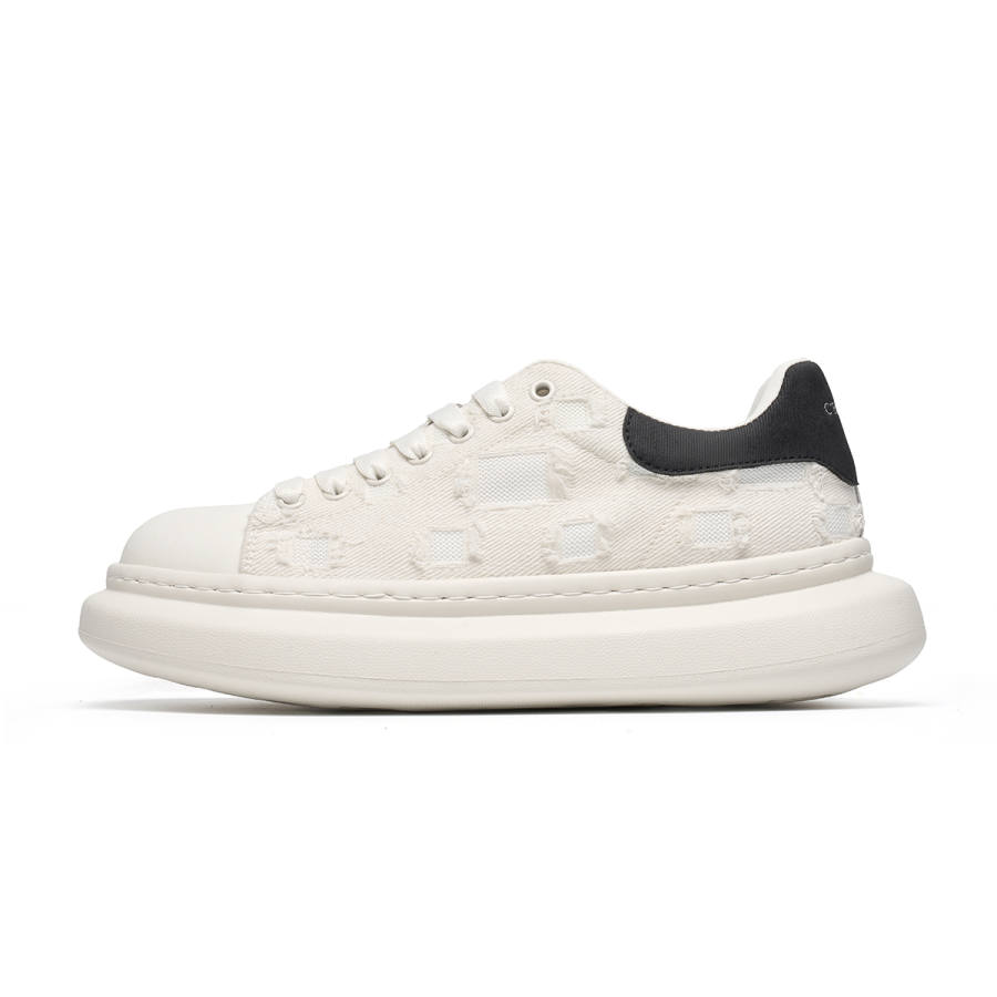 C°BANNER Textile, Synthetic Leather Low top Skateboard Shoes Men's White Black
