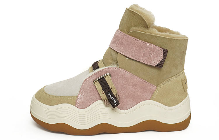 Joy&Mario Suede Thermal Height Increasing Fleece Lined Shearling Wave Platform Short Mid Calf Snow Boots Women's