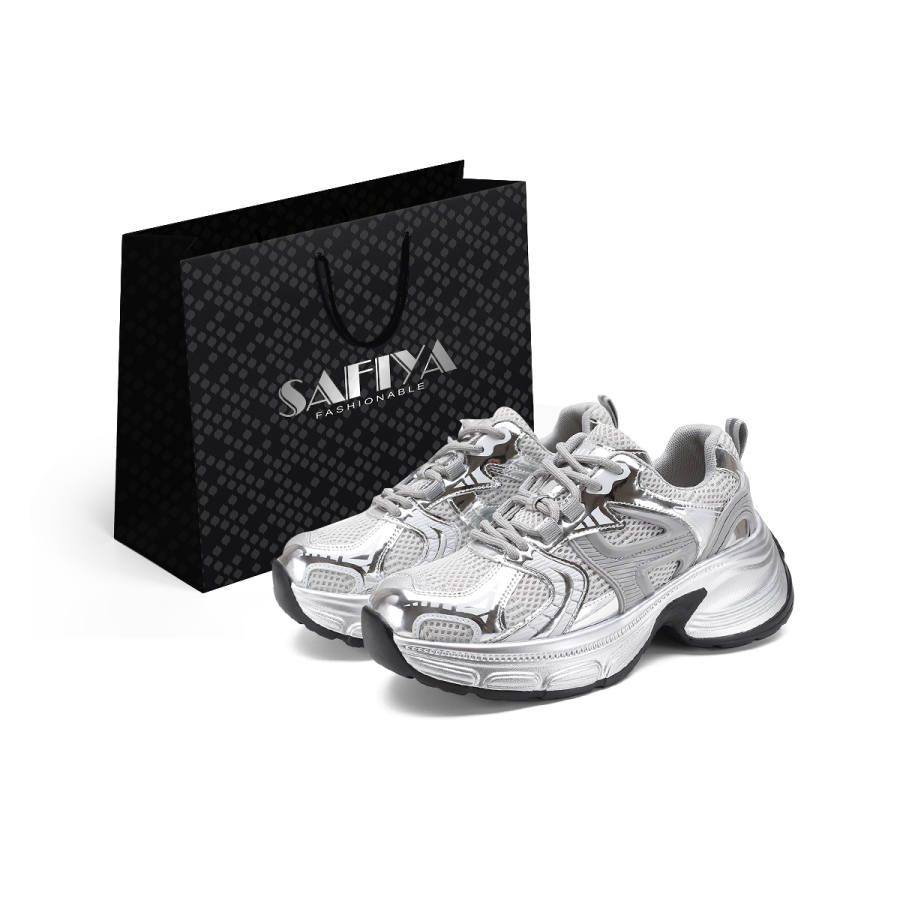 Safiya Fabric Low top Chunky Sneakers Women's Silver