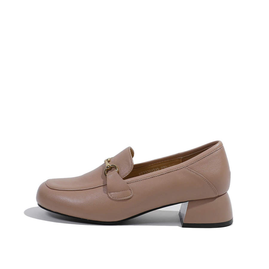 Mulinsen Cow Leather Loafers 3.7cm Women's Nude