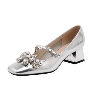 Xingdiman Pu Mary Jane Shoes Women's Silver