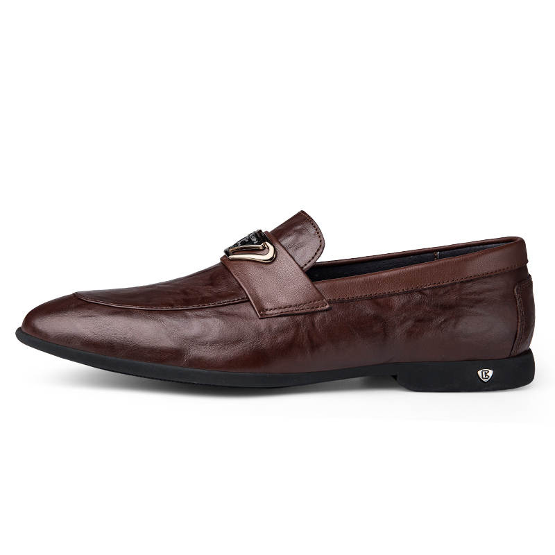 CKVUSAMG Top Grain Cow Leather Men's Casual Shoes Men's Brown