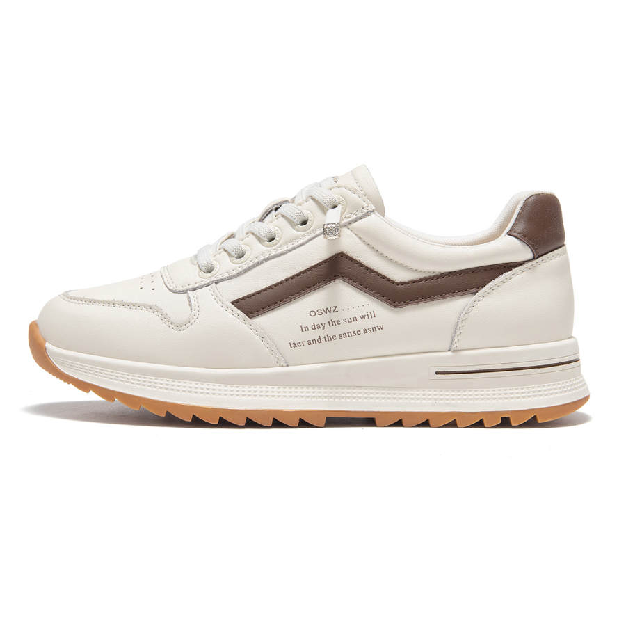 Spider King Cow Split Leather Fashion Low top Casual Shoes Women's Beige Brown