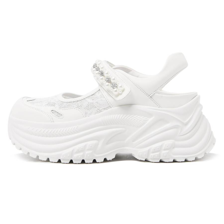 CAMEIDO Fabric Mary Jane Shoes Women's Ecru