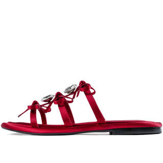 CICIFOR Rubber Sole Rhinestone Slip Resistant Slide Slippers Women's Vermilion Red