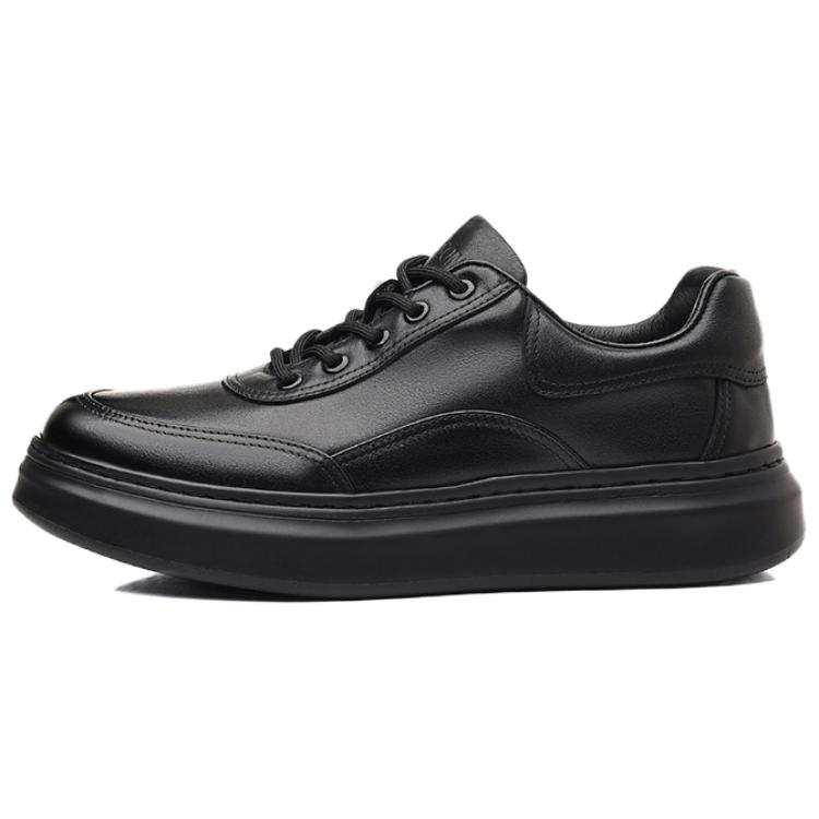 PT'SON Top Grain Cow Leather Casual Shoes Men's Black