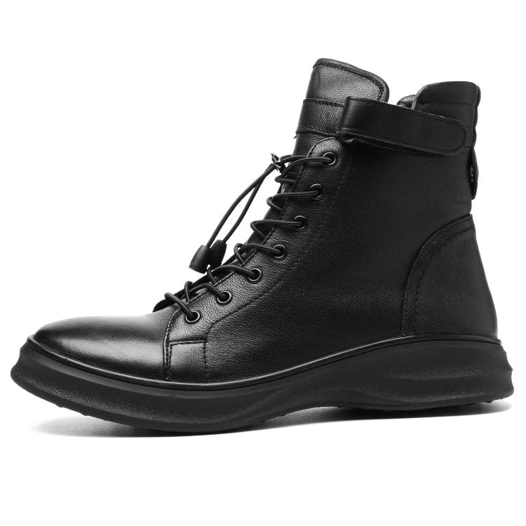 YEDANI YEDANI Top Grain Cow Leather Crew Combat Boots 4cm Men's