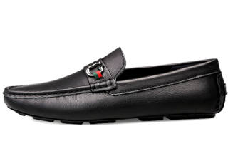 DCK Casual Leather Shoes Men's Low Top Black/White