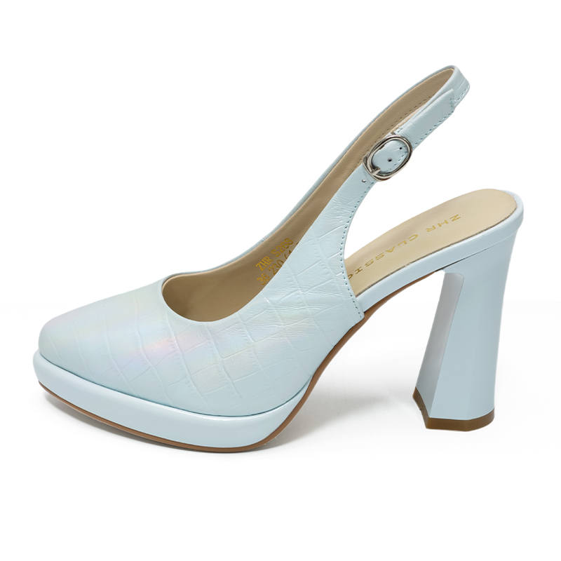 ZHR Cow Leather Chunky Heel High Heels 10cm Women's