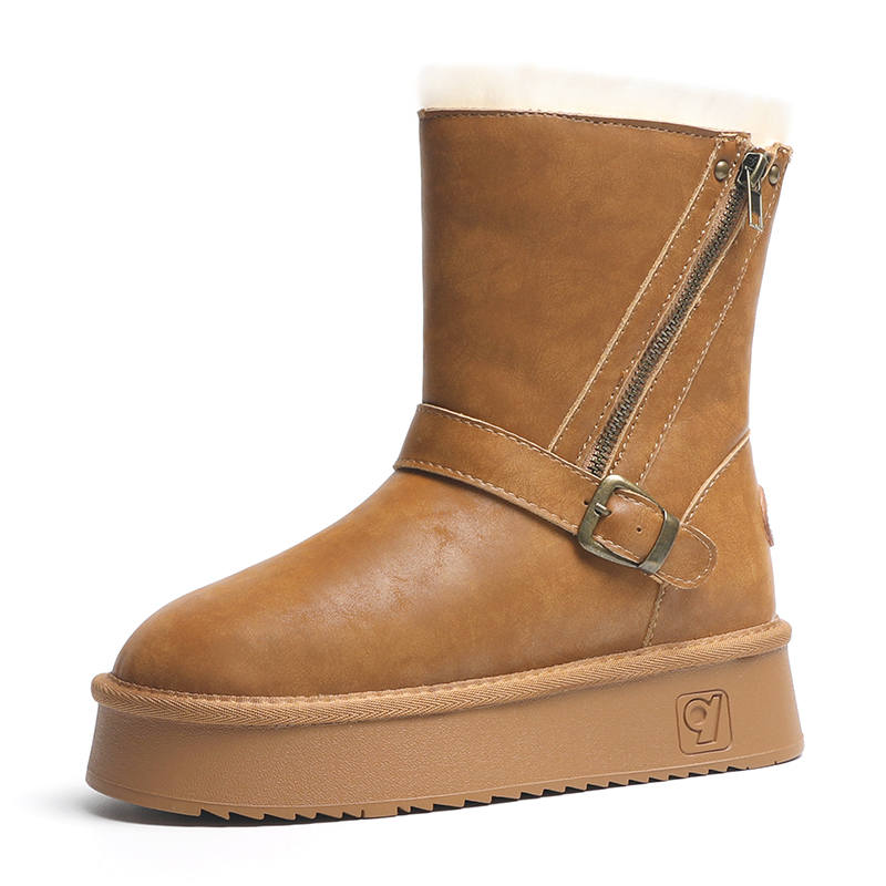 O.L Insulated Shoes Waterproof Abrasion Resistant Height Increasing Slip Resistant Snow Boots Women's