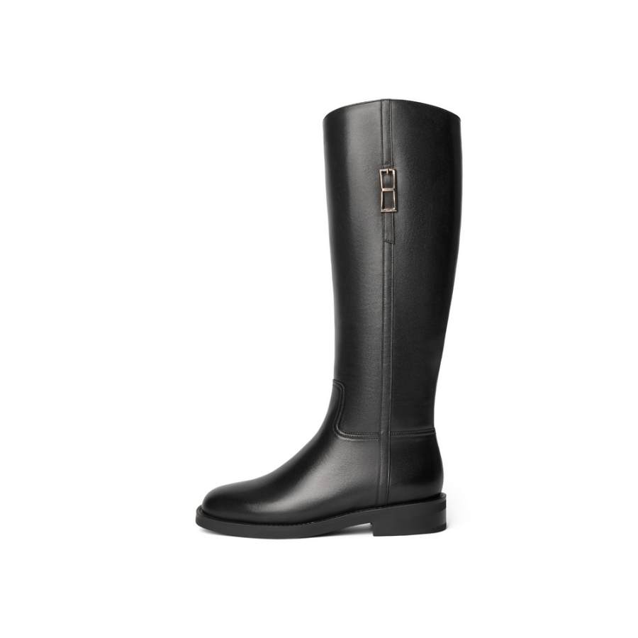 BELLE Cow Leather Knee high Boots 3cm Women's Black