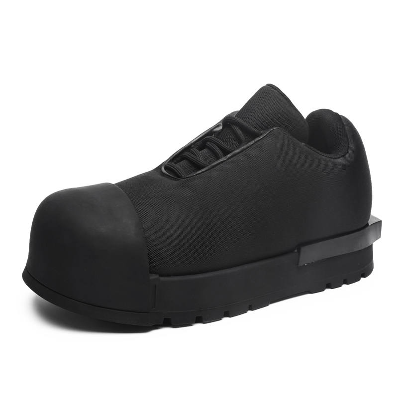 WEISHIBANGWEI Canvas Ankle Length Combat Boots Medium Heel Unisex Black