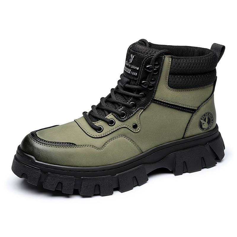 Playboy Playboy Cow Split Leather Short Combat Boots Men's