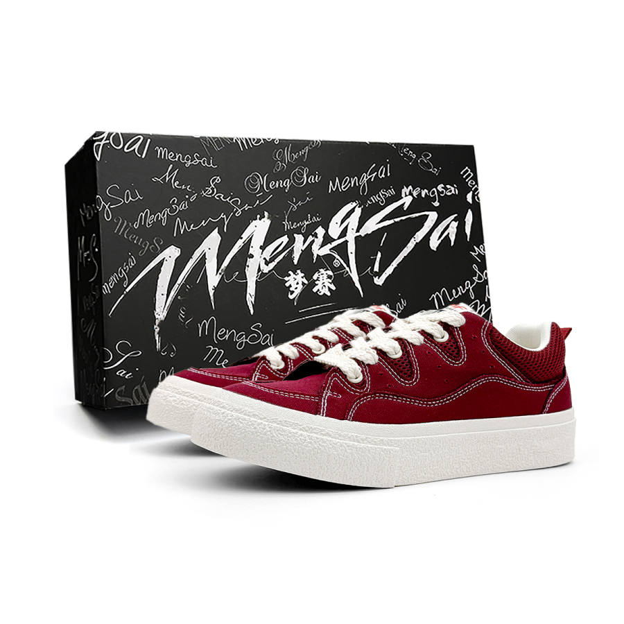 Mengsai Slip Resistant Cushioning Slip Resistant Cushioning Low top Skateboard Shoes Men's Angora Red