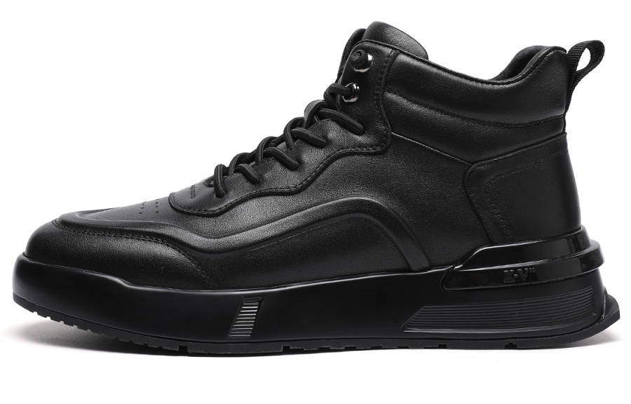 TRUMPPIPE Top Grain Cow Leather Fleece Lined Thermal Comfortable Casual Shoes Men's Black