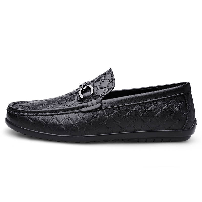 CITONGXIANSHENG Top Grain Cow Leather Gommino Loafers Men's Black