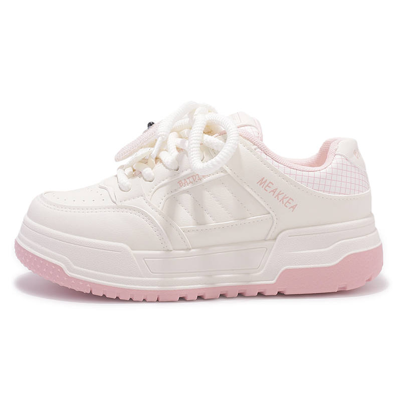 SNXR Pu Slip Resistant Abrasion Resistant Slip Resistant Abrasion Resistant Low top Skateboard Shoes Women's White Pink