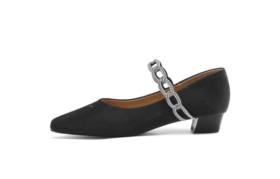HLA Synthetic Leather Chunky Heel Mary Jane Shoes Women's