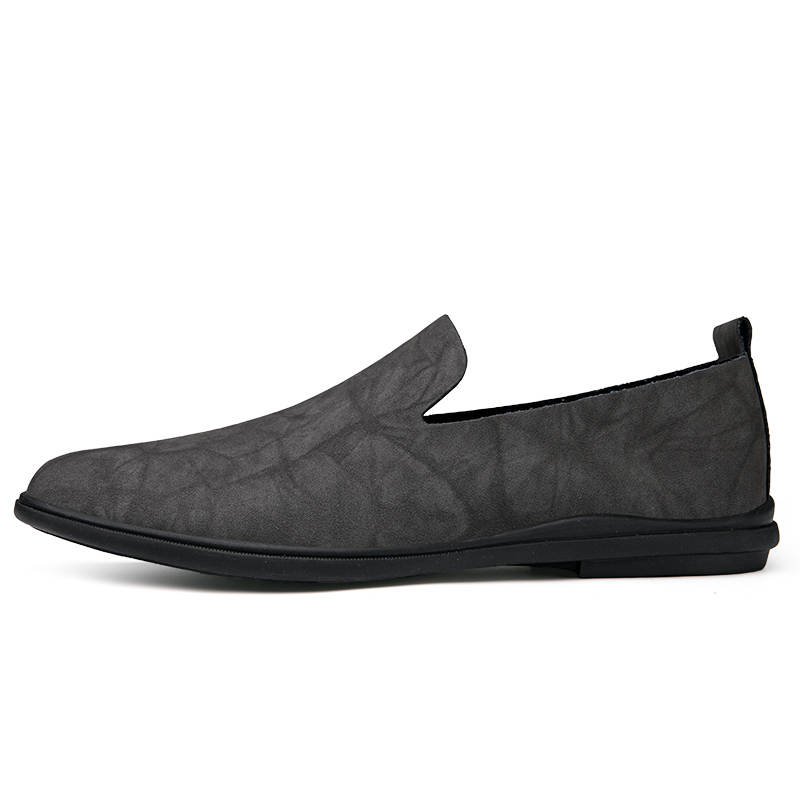 YINGLUNQISHI Cow Leather Casual Shoes Men's Gray