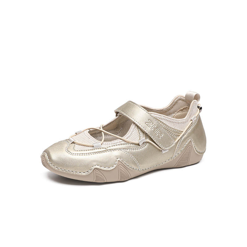 ZHR Flat Mary Jane Shoes Wheat Gold