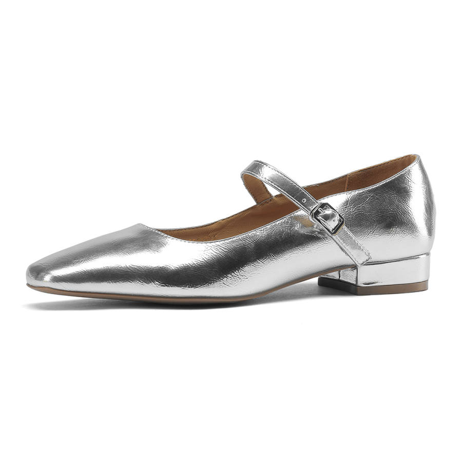 Safiya Sheepskin Mary Jane Shoes 2.3CM Women's Silver