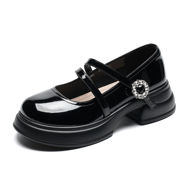 AOKANG Chunky Heel Mary Jane Shoes Women's Black
