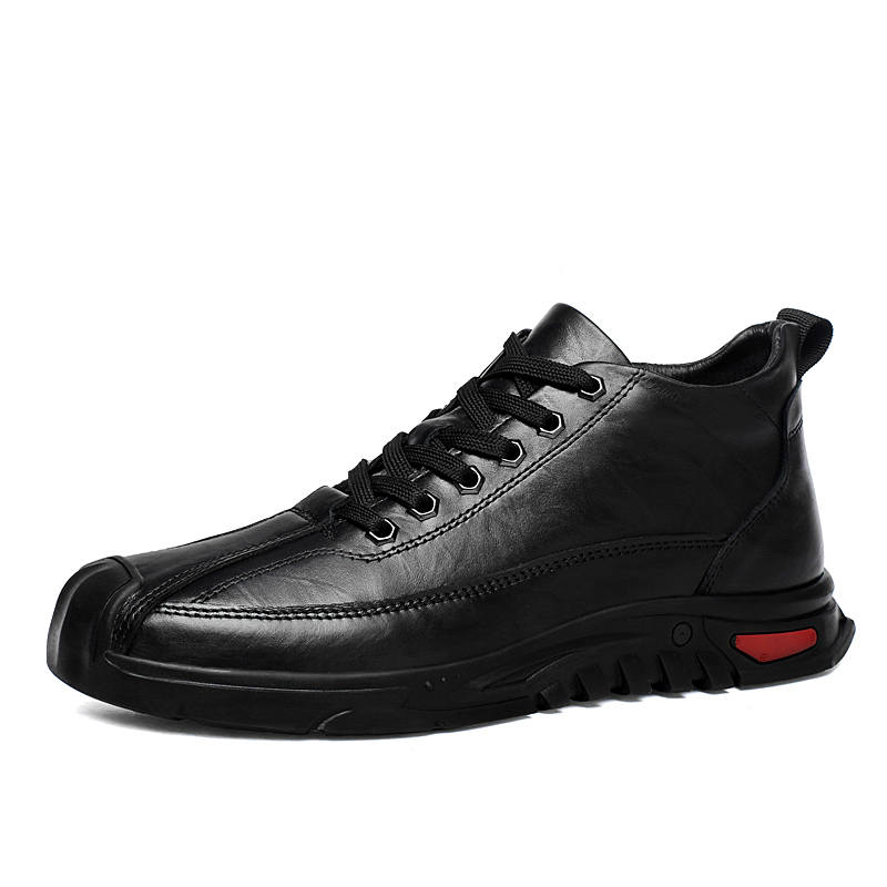 GONGNIULEITING Top Grain Cow Leather Casual Shoes Men's Black