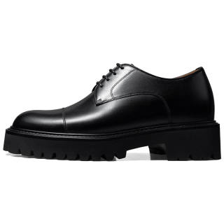 Zuti British Business Brogue Embossed Derby Shoes Casual Shoes, Approx. 7.5cm Men's Black