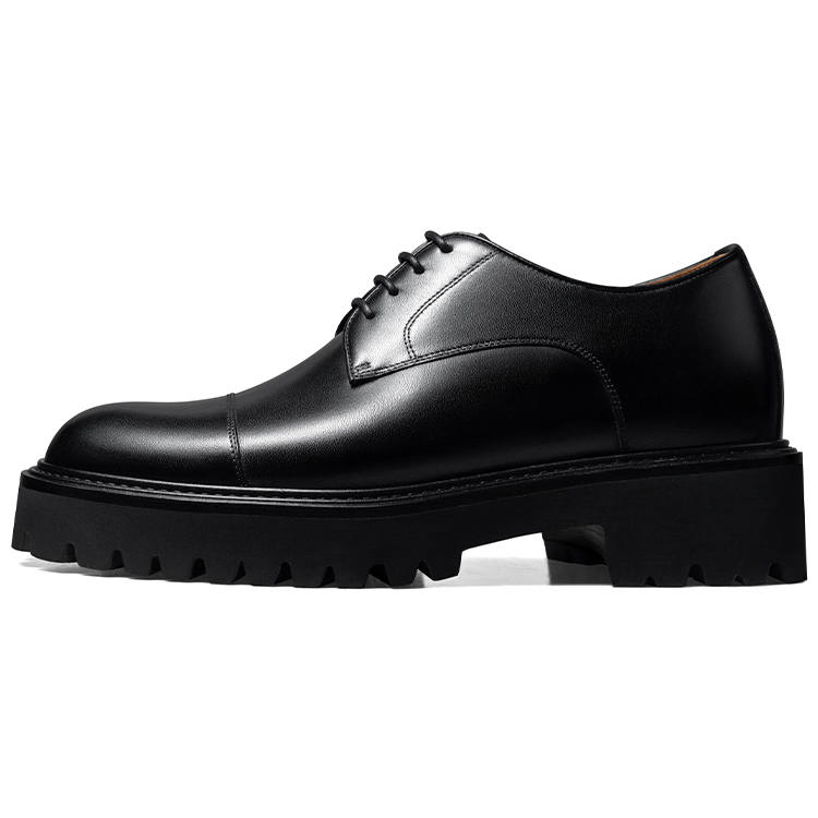 Zuti British Business Brogue Embossed Derby Shoes Casual Shoes, Approx. 7.5cm Men's Black