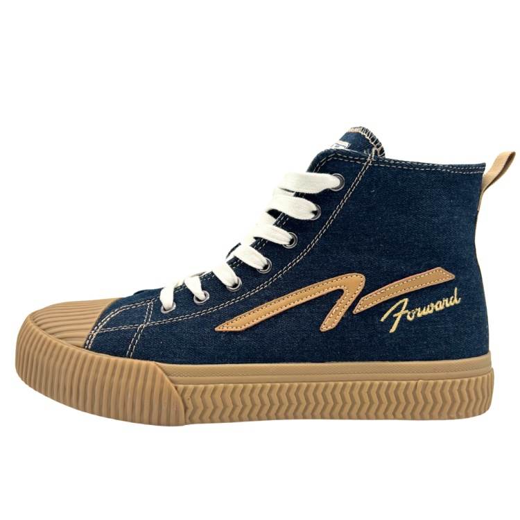QIANJIN High top Canvas Shoes Men's Navy Blue