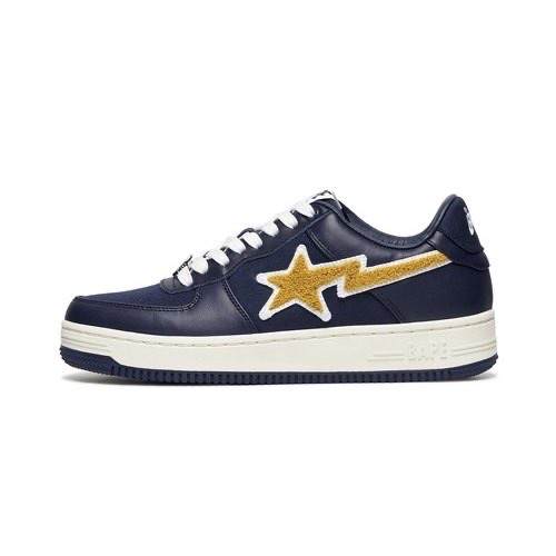 A BATHING APE STA X STADIUM GOODS Cow Leather Low top Skateboard Shoes Unisex White Blue