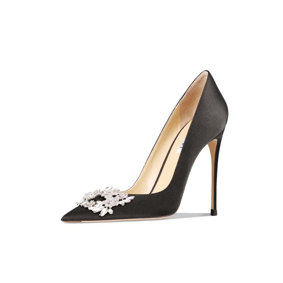 Suyymakk Sheepskin Slim Heel High Heels Women's Black