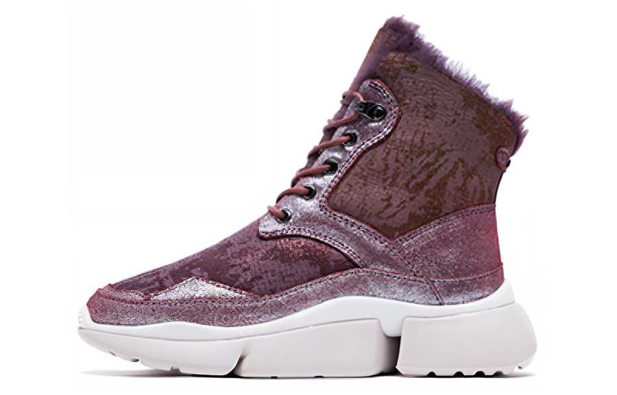 AU&MU Shearling Fashion Fleece Lined Thermal Short Snow Boots Women's Grape Purple
