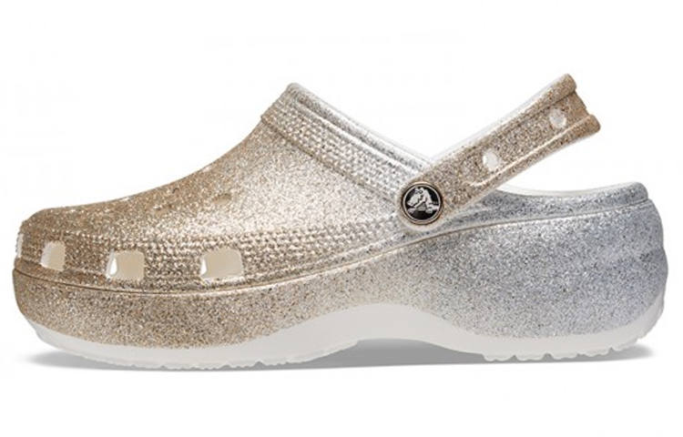 Crocs Crocs Classic Platform Pu Baby's Breath Clogs Women's Gold Silver Gradient