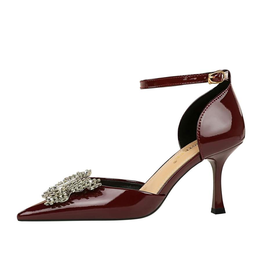 QITUMAUL Patent Leather Slim Heel High Heels Women's