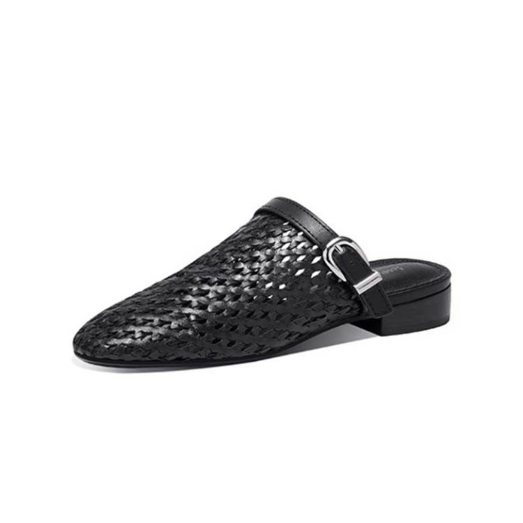 JESSICA SOPHIA Rubber Sole Metal Cut Out Woven Slip Resistant Slip Resistant Closed Toe Slippers Women's