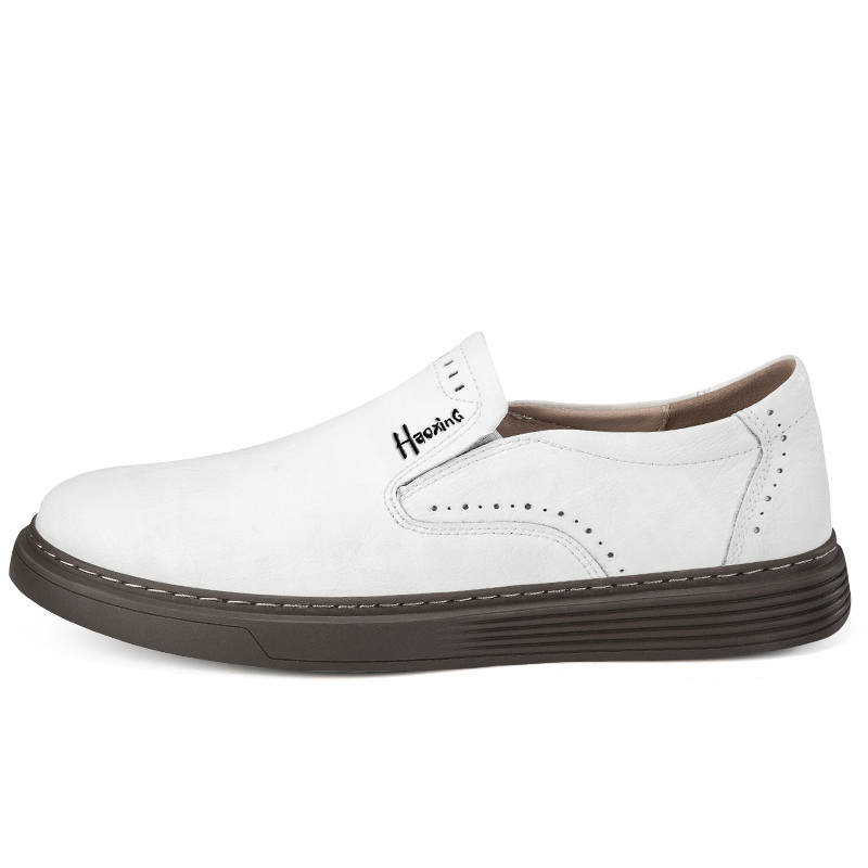 HAOXING HAOXING Cow Split Leather Casual Shoes Men's White