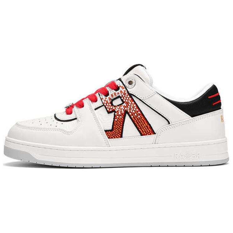 RARE RICH Collection Cow Leather Fashion Trend Slip Resistant Slip Resistant Low top Skateboard Shoes Women's White Red