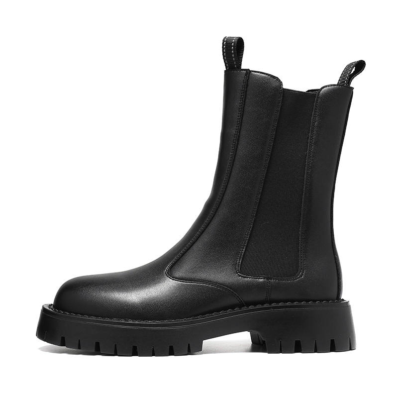 KAQIAODI Microfiber Leather Short Chelsea Boots Men's Black