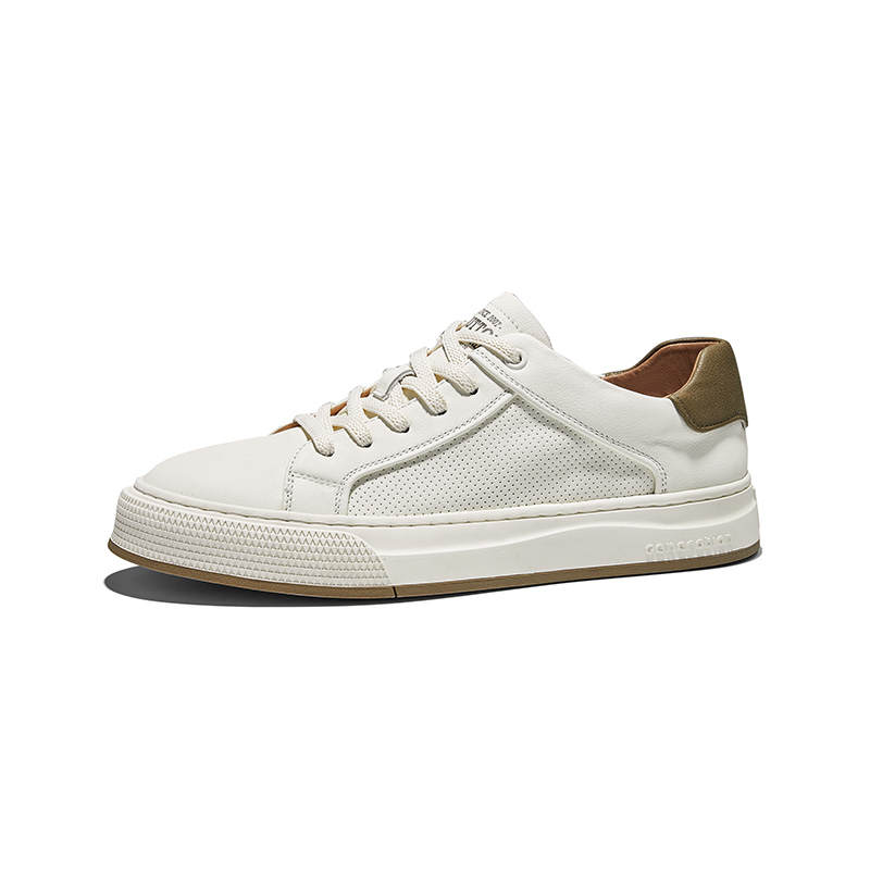 Hautton Jeans Abrasion Resistant Breathable Abrasion Resistant Breathable Low top Skateboard Shoes Men's White Brown