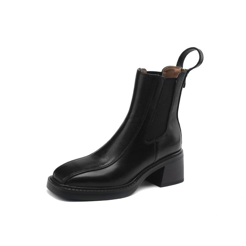 Echo&yolo Top Grain Cow Leather Minimalist Style Ankle Boots 5CM Women's