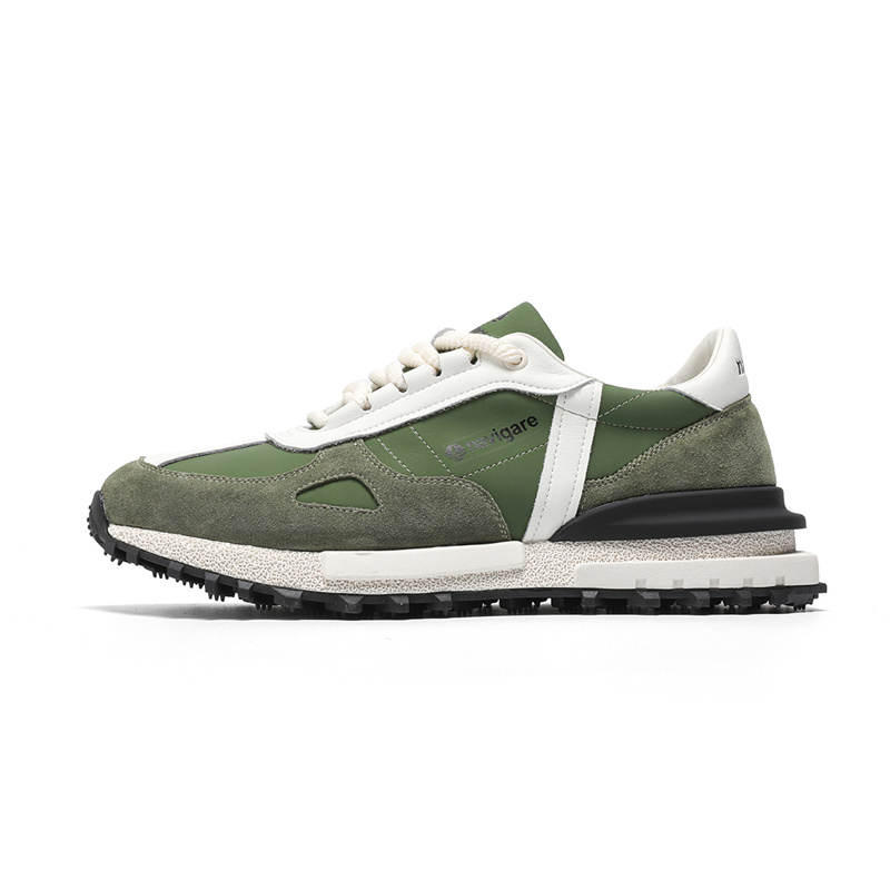 NAVIGARE Microfiber Leather Low top Casual Shoes Men's White Green
