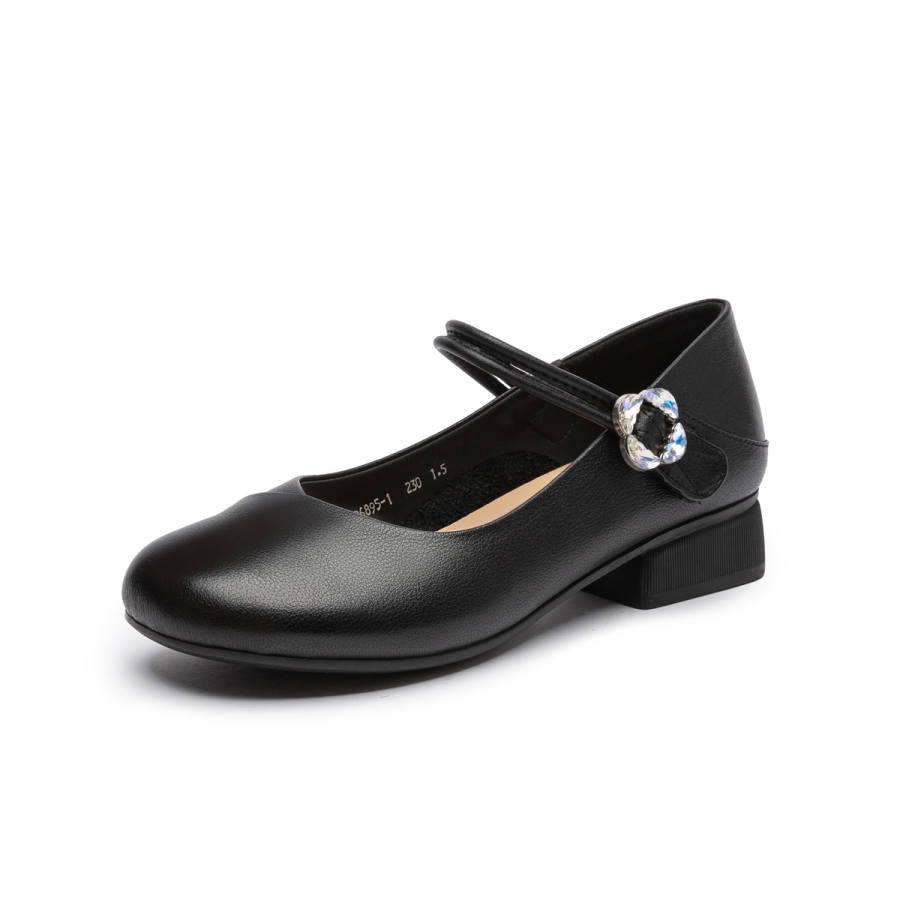 RITAI Cow Leather Block Heel Mary Jane Shoes Women's