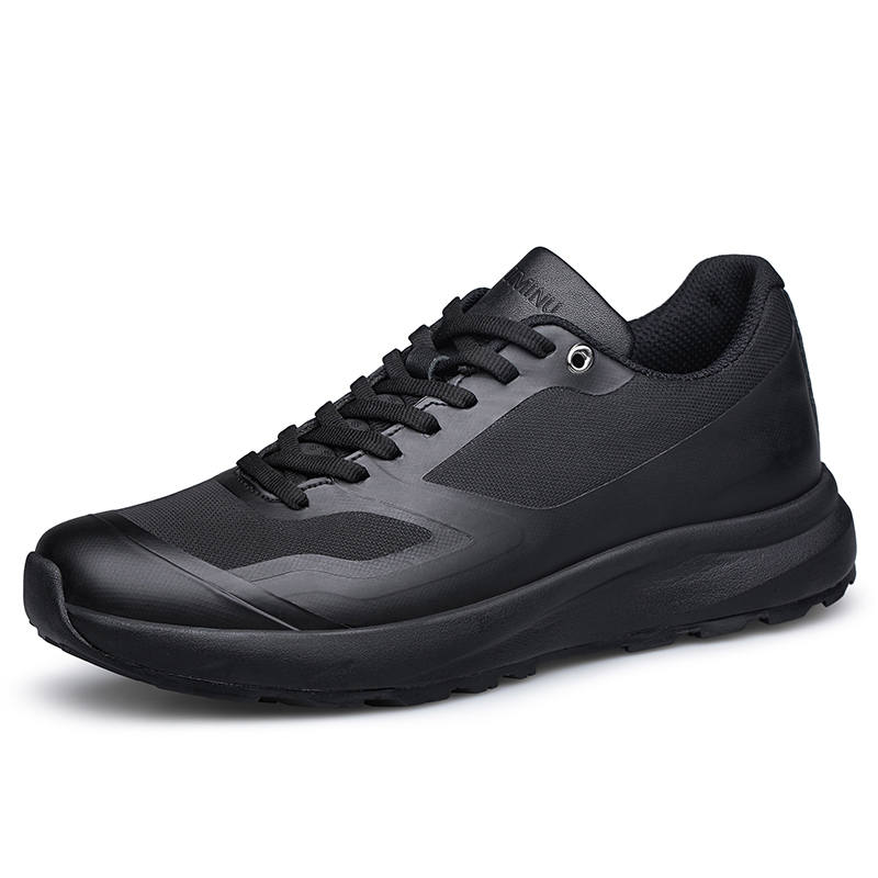 YIMINU Top Grain Cow Leather Low top Casual Shoes Men's Black